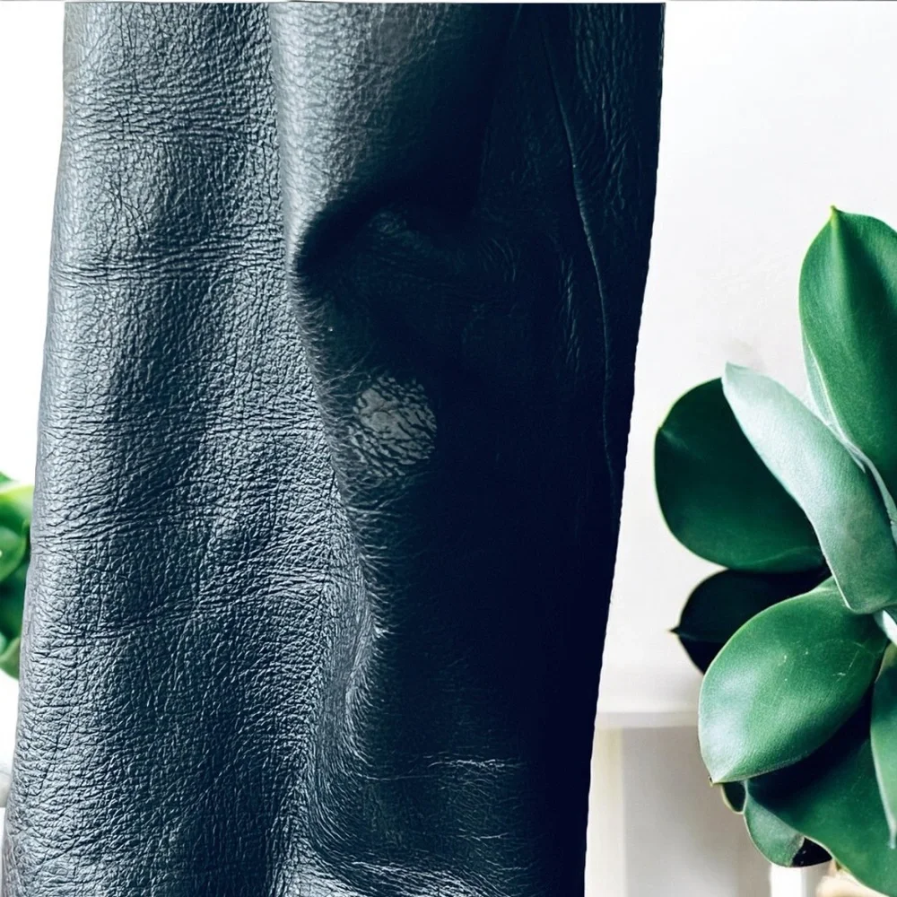 WINLIT New York Size Medium Black Leather Trench Coat Mob Wife Matrix 80s VGC - Picture 9 of 14